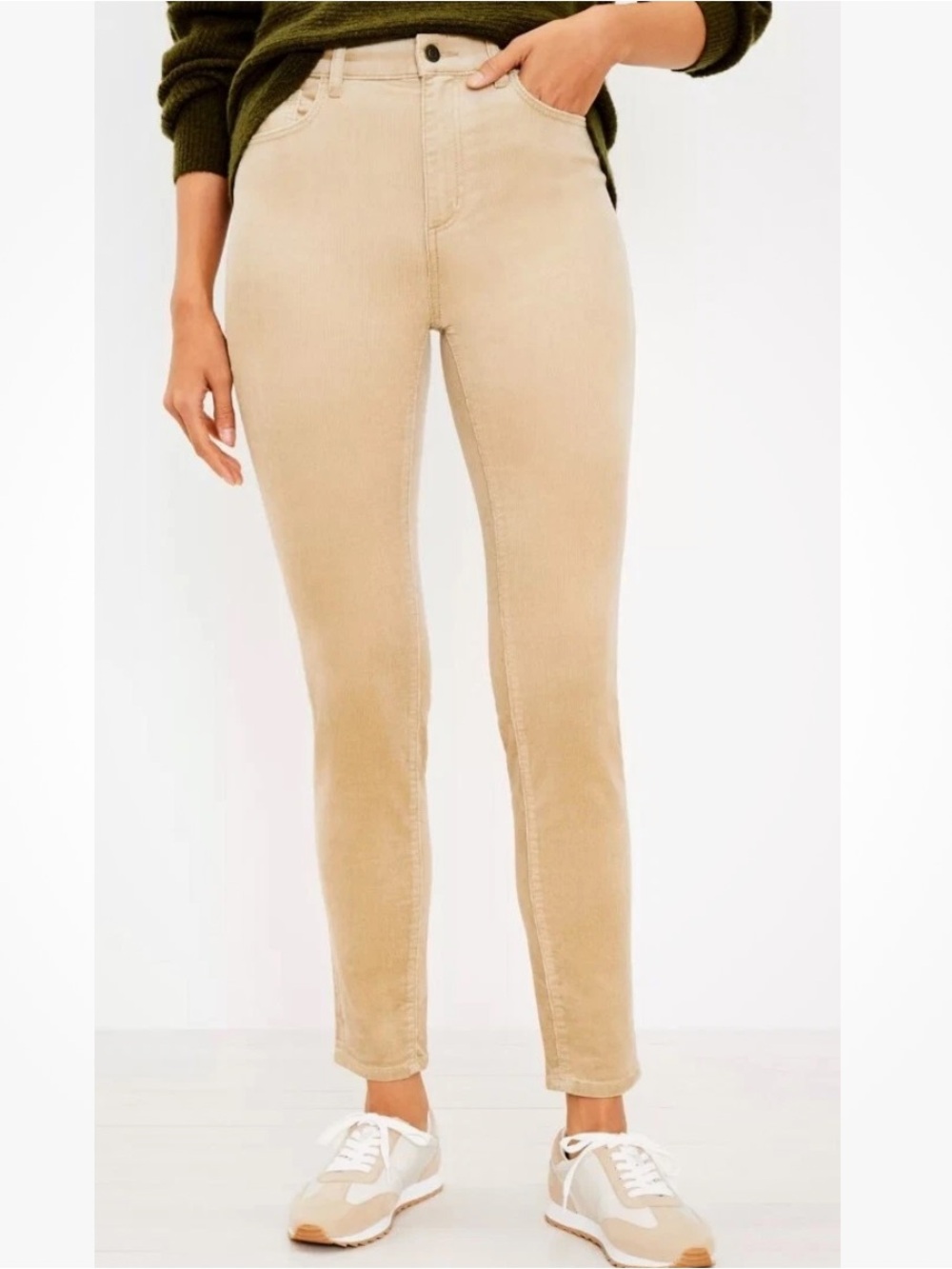 LOFT Curvy Skinny Corduroy Jeans in Light Beige Size 28